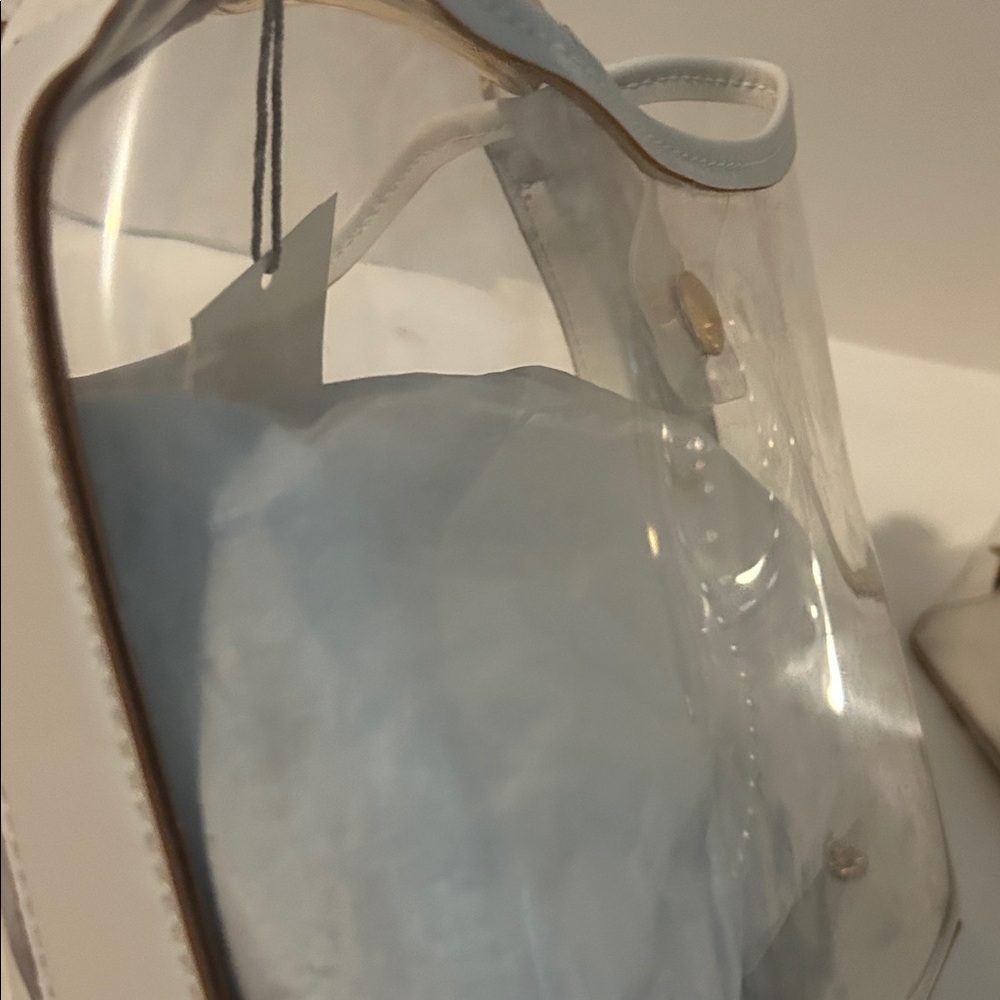 A New Day Clear beach Bag with Gold Trim with pearl bag charm - Picture 5 of 6